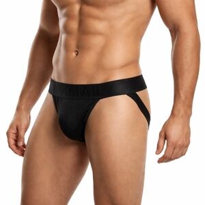Jockmail Large (30-32) Mono Jockstrap Mens Black Mesh Athletic Underwear JM243